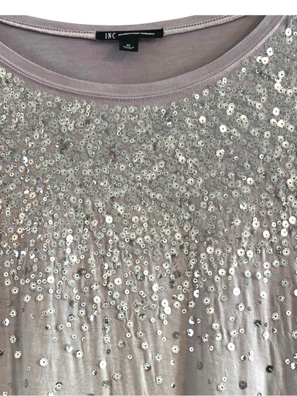 INC International Concepts Grey Ombre Sequin Shimmer Short Sleeve Top
Size XL - Picture 3 of 10